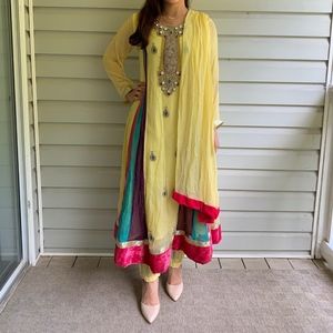 Pastel Yellow Indian/Pakistani Anarkali Suit